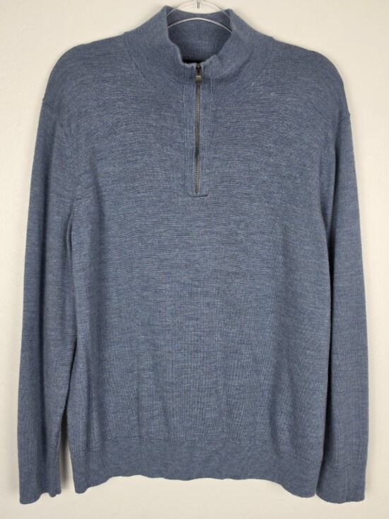 Banana Republic Other - Banana Republic Men's Sweater Merino Wool Quarter Zip Blue Heathered Size XL